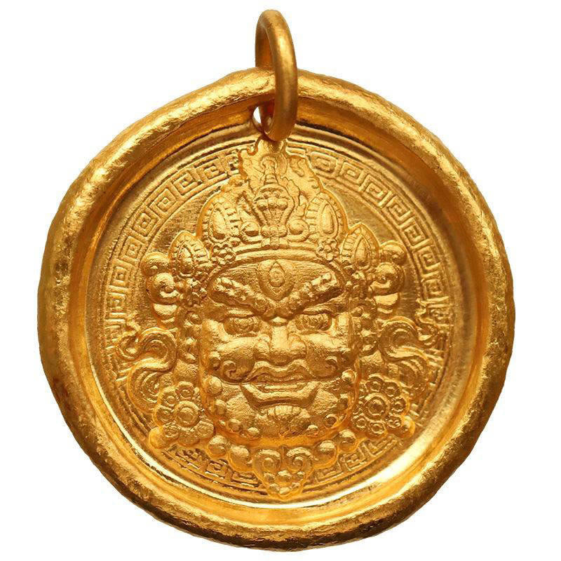 Wear FengShui 24k Gold Plated Brass Yellow Jambhala Prosperity Protection Chain Pendant Necklace