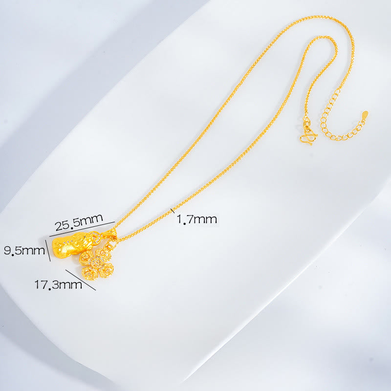Wear FengShui 24k Gold Plated Brass Pixiu Cross Dorje Vajra Wealth Chain Pendant Necklace