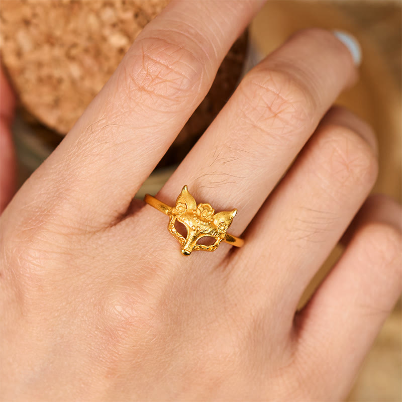 Wear FengShui Fox Mask 24k Gold Plated Brass Ring