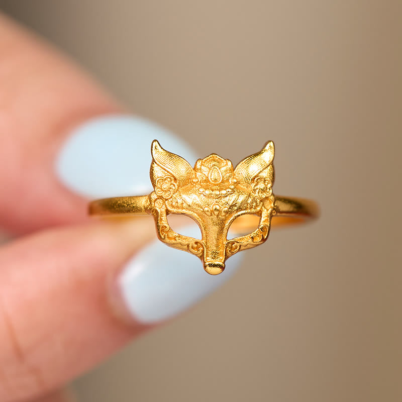 Wear FengShui Fox Mask 24k Gold Plated Brass Ring