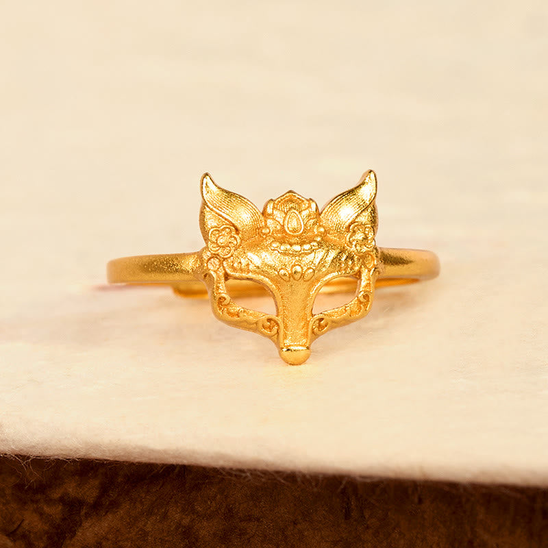 Wear FengShui Fox Mask 24k Gold Plated Brass Ring