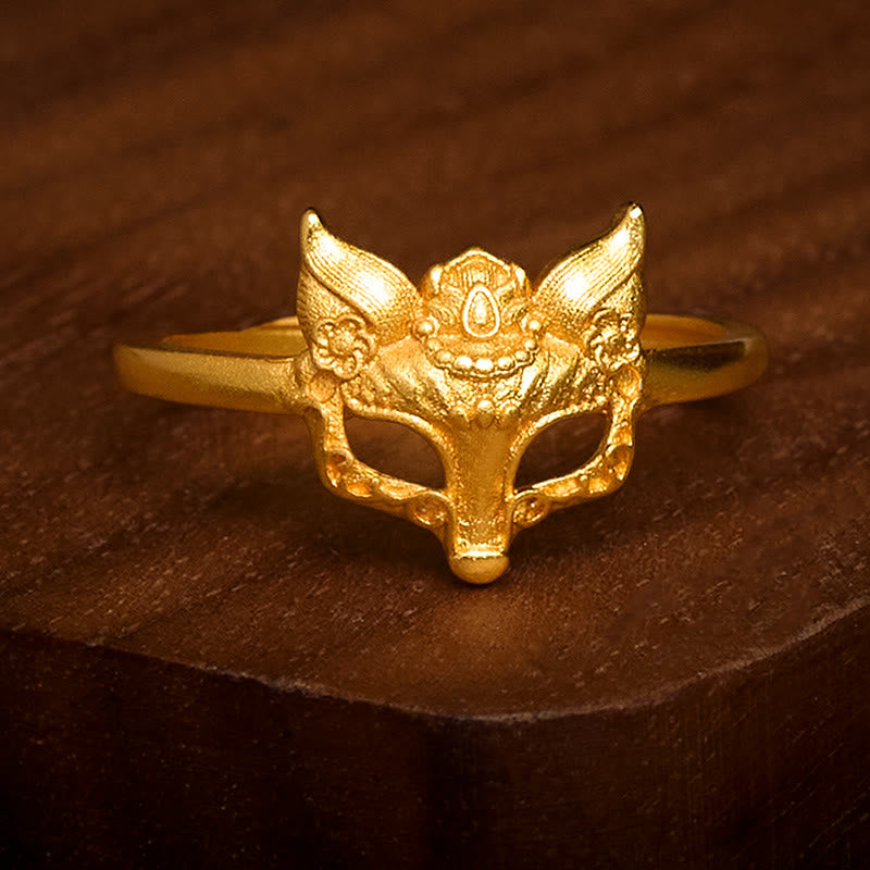 Wear FengShui Fox Mask 24k Gold Plated Brass Ring