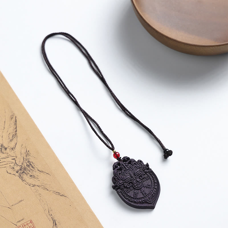 Wear FengShui Fox Mask Butterfly Taotie Peace Buckle Fortune Necklace Pendant