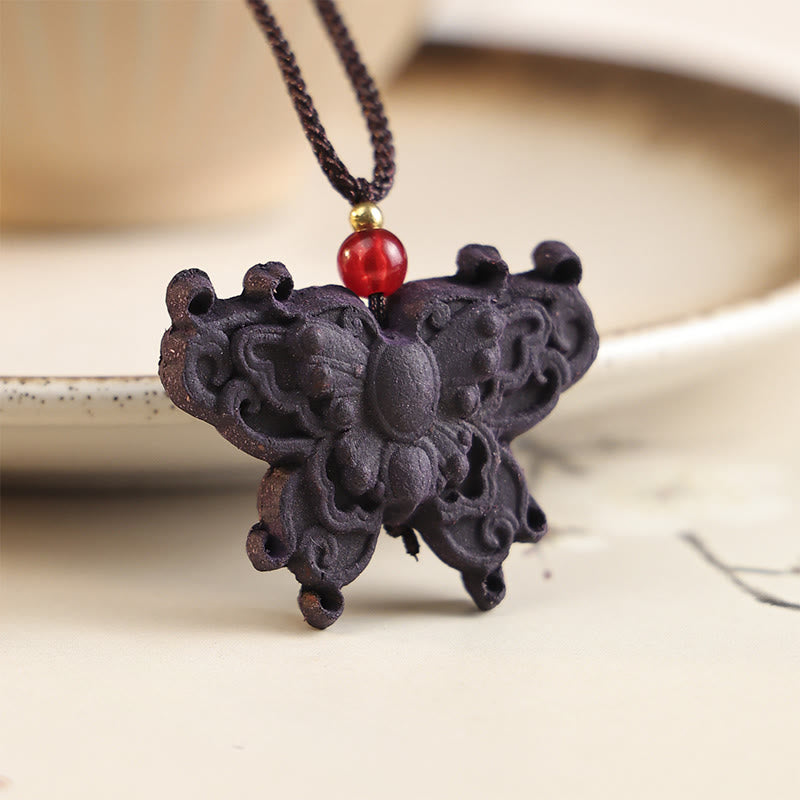 Wear FengShui Fox Mask Butterfly Taotie Peace Buckle Fortune Necklace Pendant