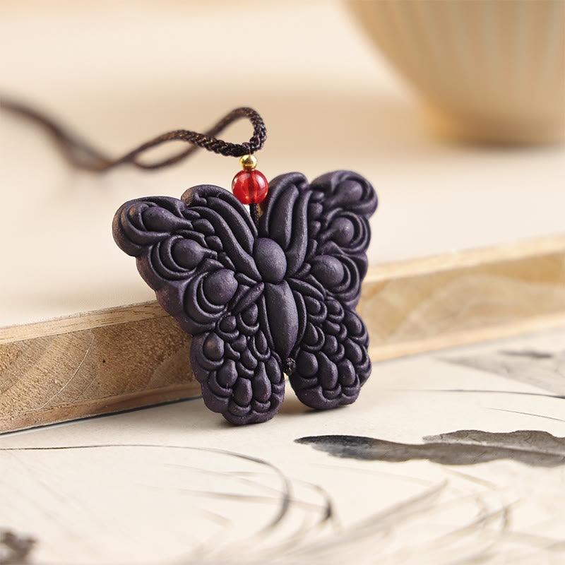 Wear FengShui Fox Mask Butterfly Taotie Peace Buckle Fortune Necklace Pendant
