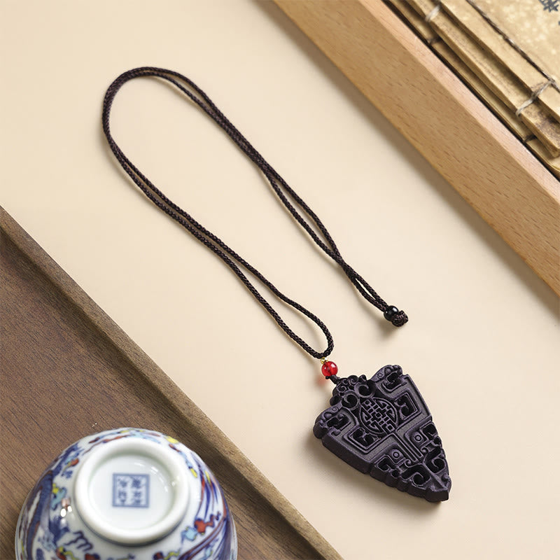 Wear FengShui Fox Mask Butterfly Taotie Peace Buckle Fortune Necklace Pendant