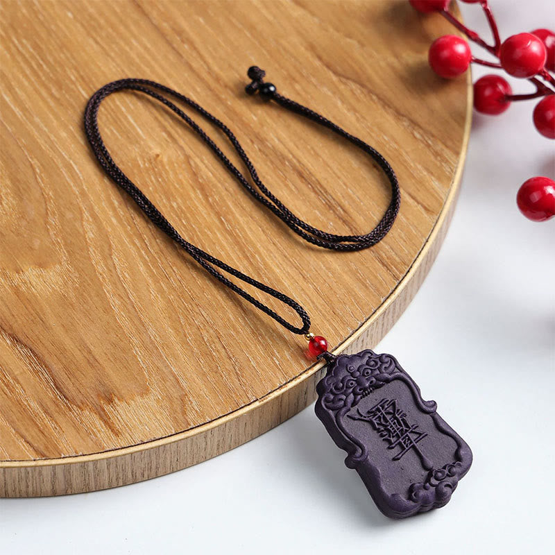 Wear FengShui Fox Mask Butterfly Taotie Peace Buckle Fortune Necklace Pendant