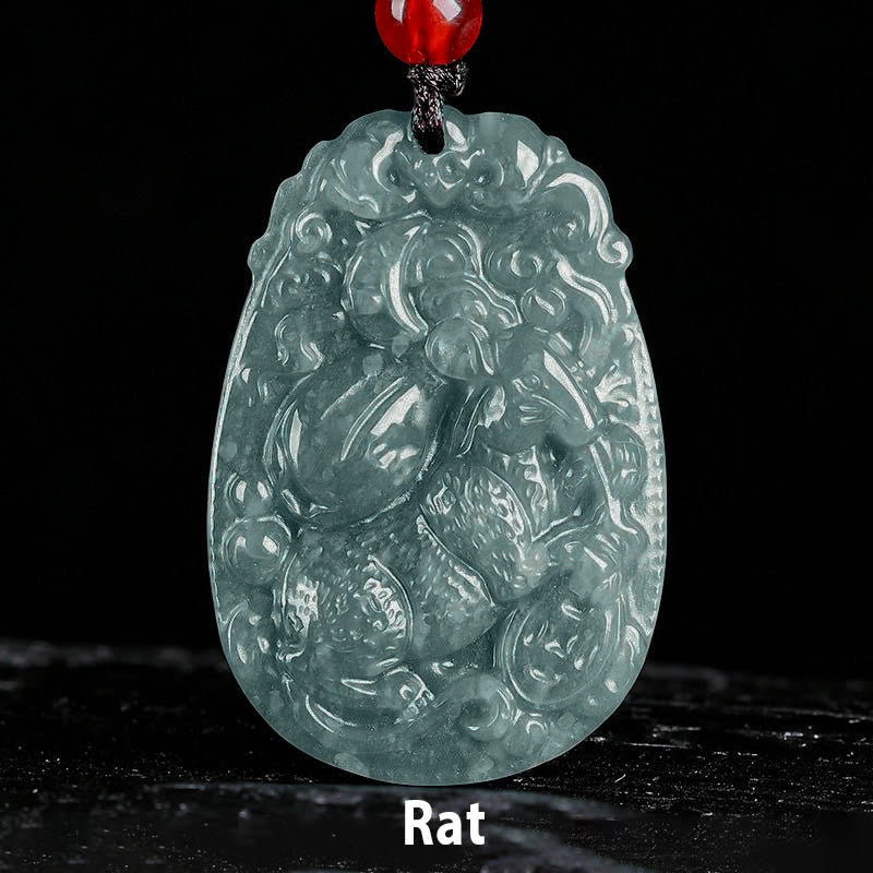 Wear FengShui Chinese Zodiac Jade Year of the Horse Luck Rope Necklace Pendant
