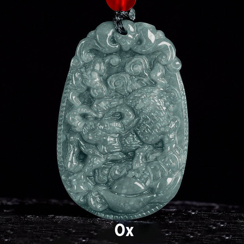 Wear FengShui Chinese Zodiac Jade Year of the Horse Luck Rope Necklace Pendant