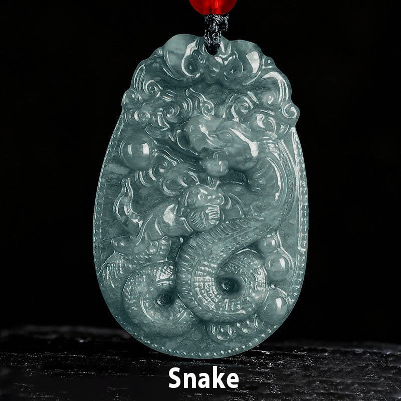 Wear FengShui Chinese Zodiac Jade Year of the Horse Luck Rope Necklace Pendant