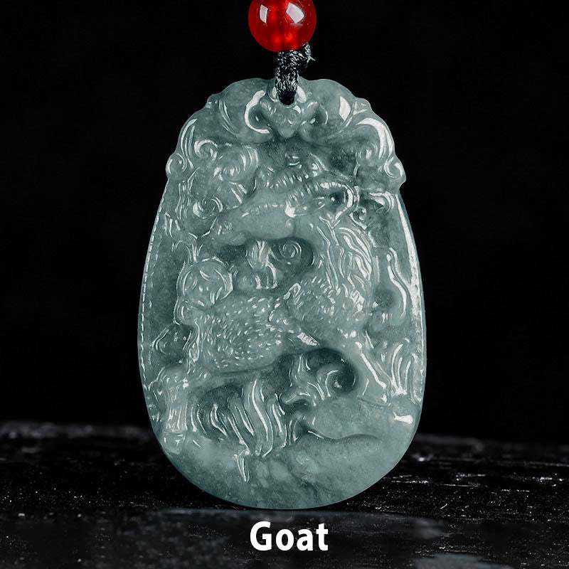 Wear FengShui Chinese Zodiac Jade Year of the Horse Luck Rope Necklace Pendant