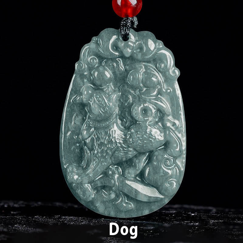 Wear FengShui Chinese Zodiac Jade Year of the Horse Luck Rope Necklace Pendant
