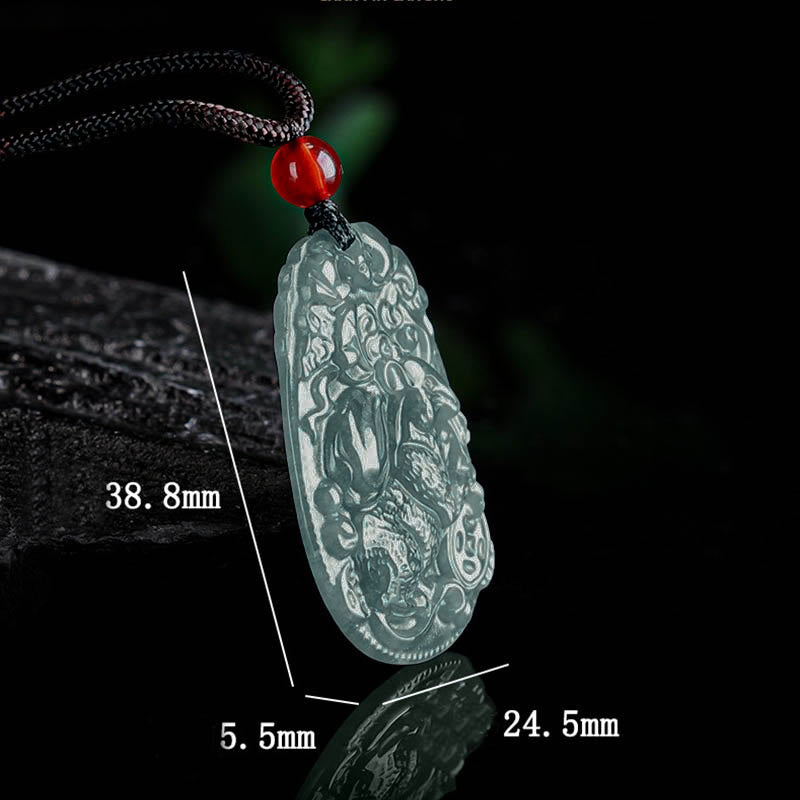 Wear FengShui Chinese Zodiac Jade Year of the Horse Luck Rope Necklace Pendant