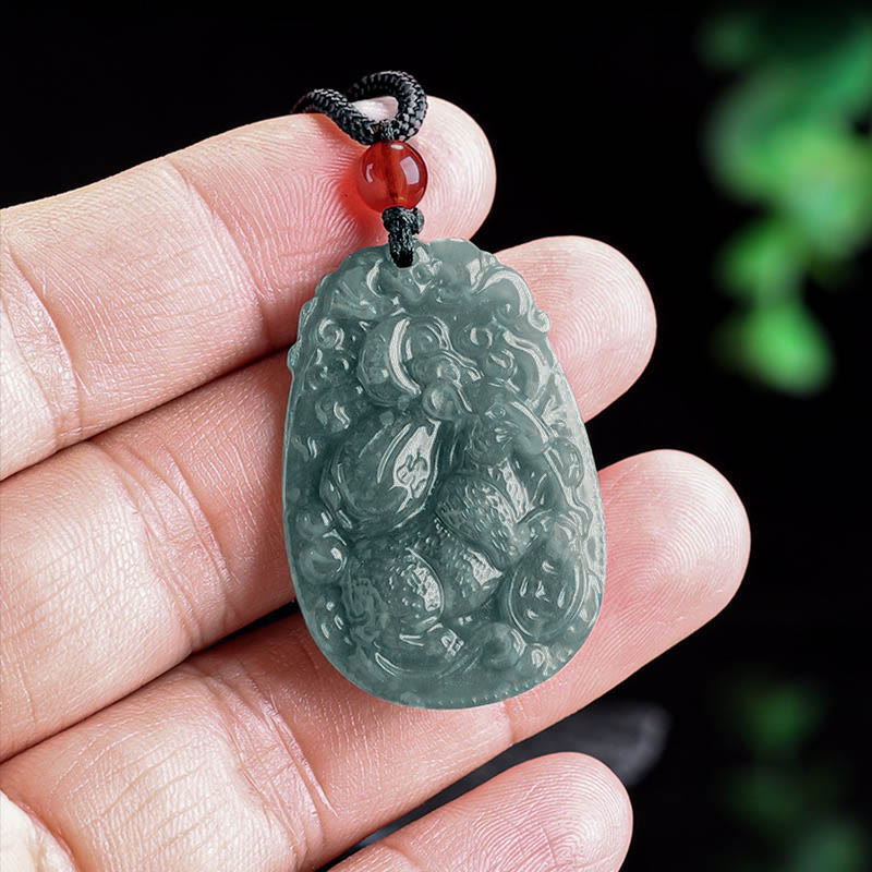 Wear FengShui Chinese Zodiac Jade Year of the Horse Luck Rope Necklace Pendant