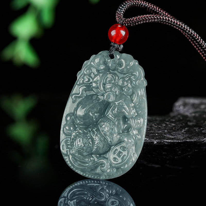 Wear FengShui Chinese Zodiac Jade Year of the Horse Luck Rope Necklace Pendant