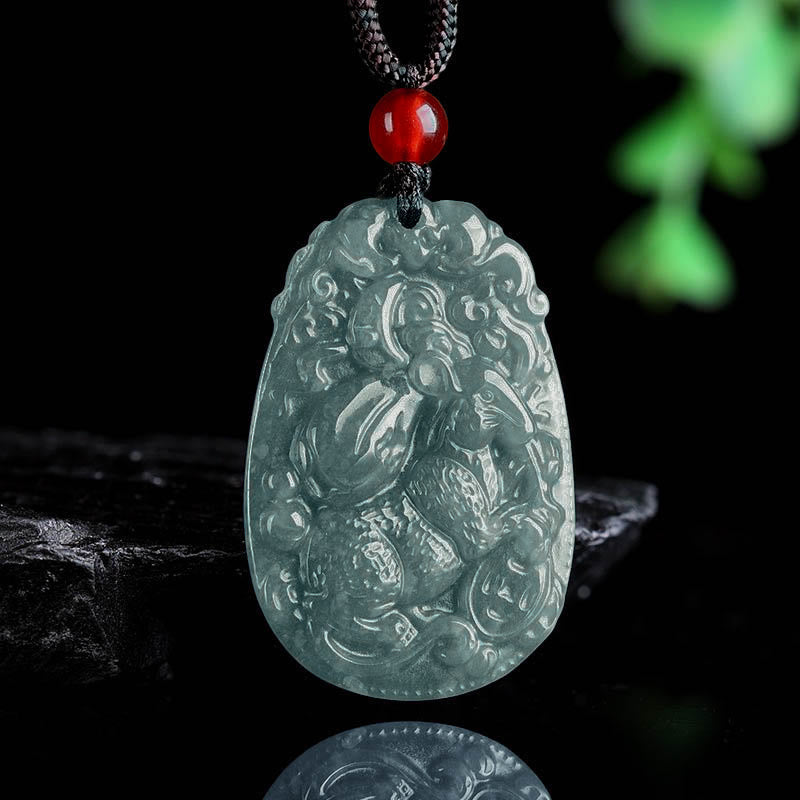 Wear FengShui Chinese Zodiac Jade Year of the Horse Luck Rope Necklace Pendant