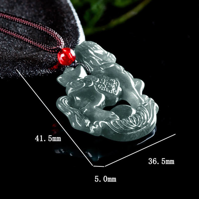 Wear FengShui Year of the Horse Jade Ingot Luck Prosperity Rope Necklace Pendant