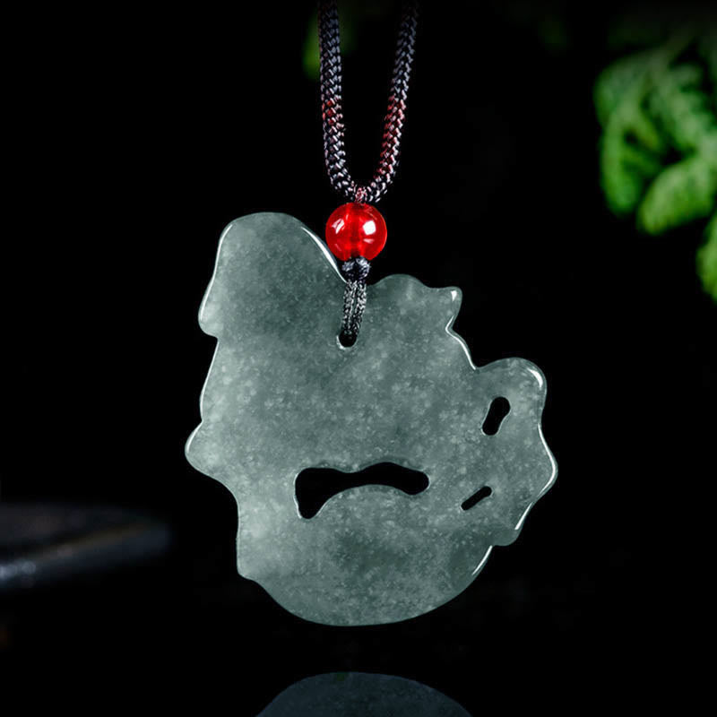Wear FengShui Year of the Horse Jade Ingot Luck Prosperity Rope Necklace Pendant