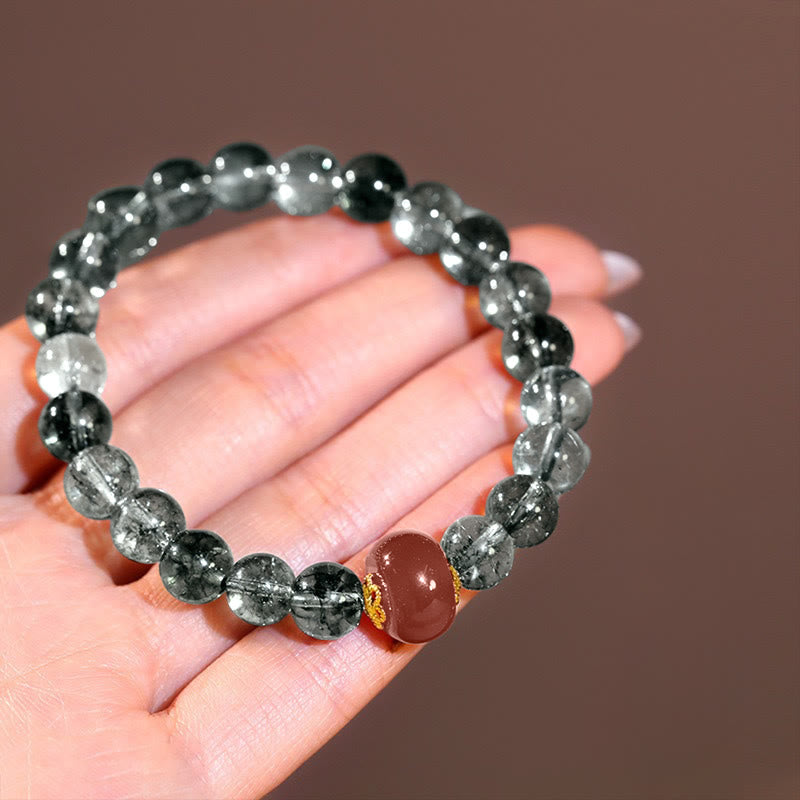 Wear FengShui Green Phantom Red Agate Positive Bracelet