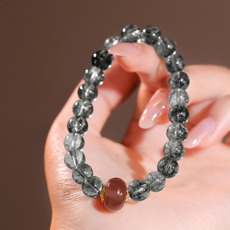 Wear FengShui Green Phantom Red Agate Positive Bracelet