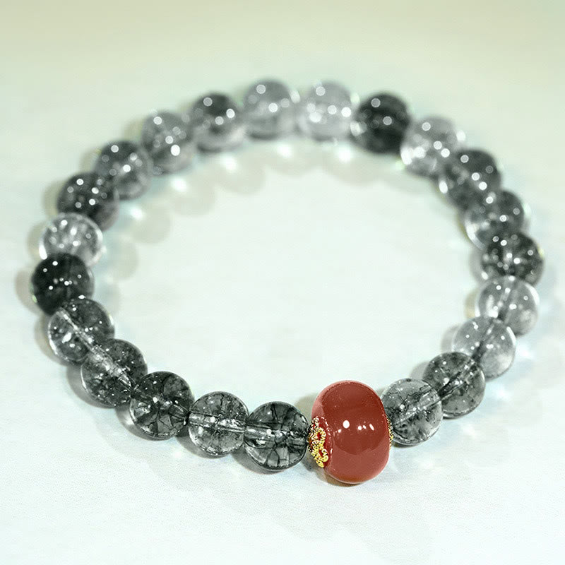 Wear FengShui Green Phantom Red Agate Positive Bracelet