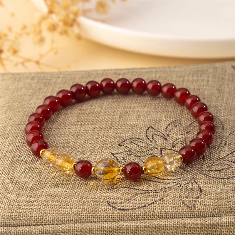 Wear FengShui Red Agate Citrine Confidence Pleasure Bracelet