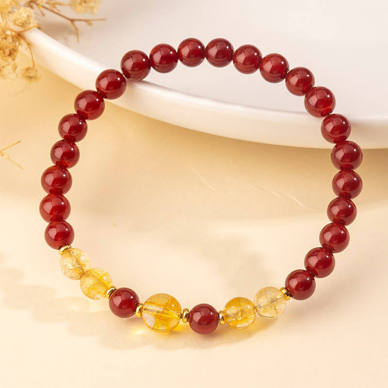 Wear FengShui Red Agate Citrine Confidence Pleasure Bracelet