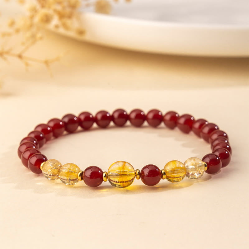 Wear FengShui Red Agate Citrine Confidence Pleasure Bracelet