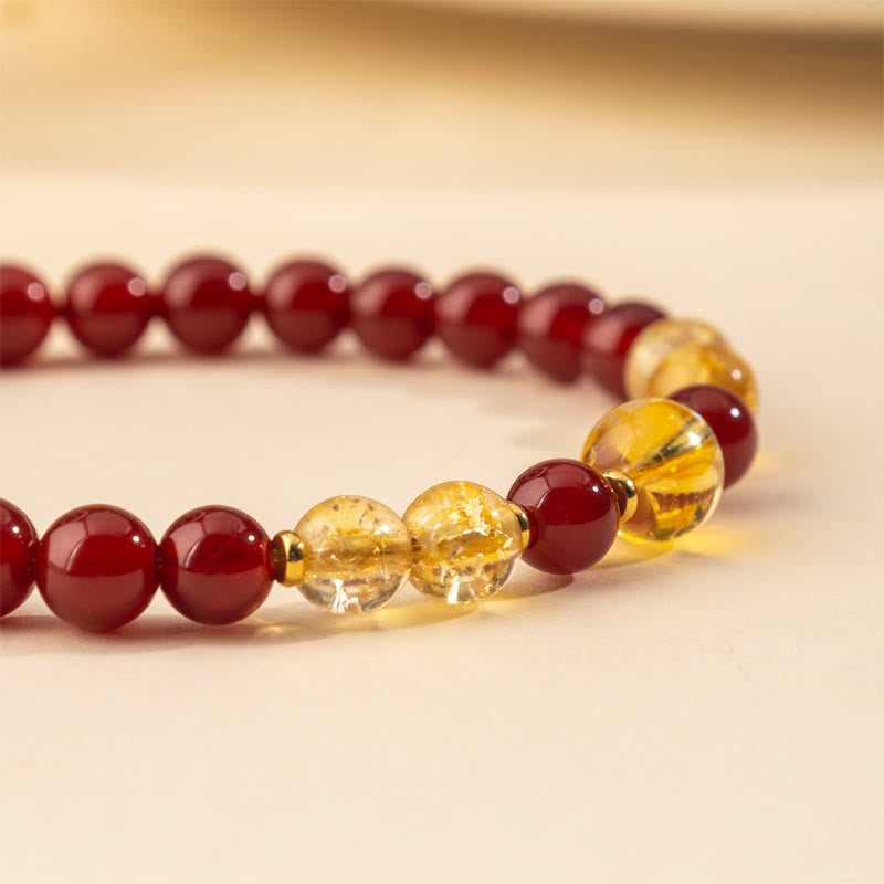 Wear FengShui Red Agate Citrine Confidence Pleasure Bracelet