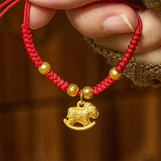 Wear FengShui Golden Year Of The Horse Red String Copper Strength Braided Bracelet