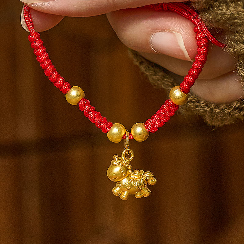 Wear FengShui Golden Year Of The Horse Red String Copper Strength Braided Bracelet