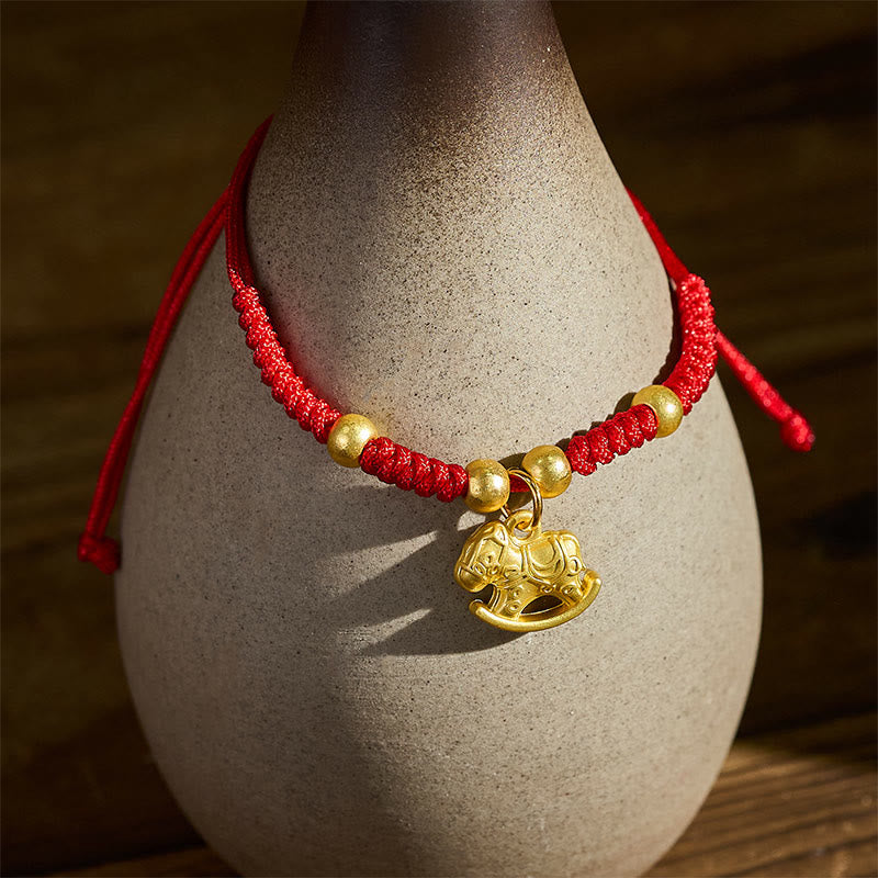 Wear FengShui Golden Year Of The Horse Red String Copper Strength Braided Bracelet