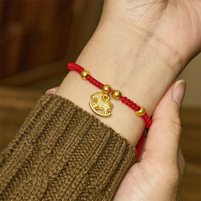 Wear FengShui Golden Year Of The Horse Red String Copper Strength Braided Bracelet