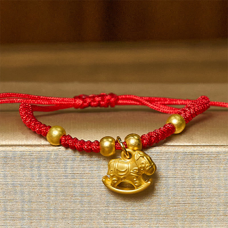 Wear FengShui Golden Year Of The Horse Red String Copper Strength Braided Bracelet