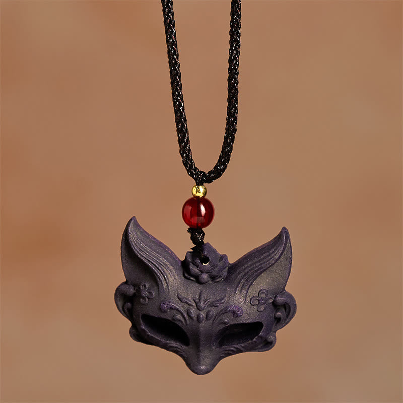 Wear FengShui Fox Mask Butterfly Taotie Peace Buckle Fortune Necklace Pendant