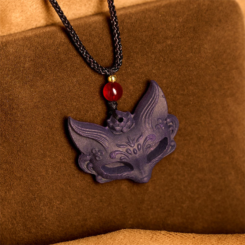 Wear FengShui Fox Mask Butterfly Taotie Peace Buckle Fortune Necklace Pendant
