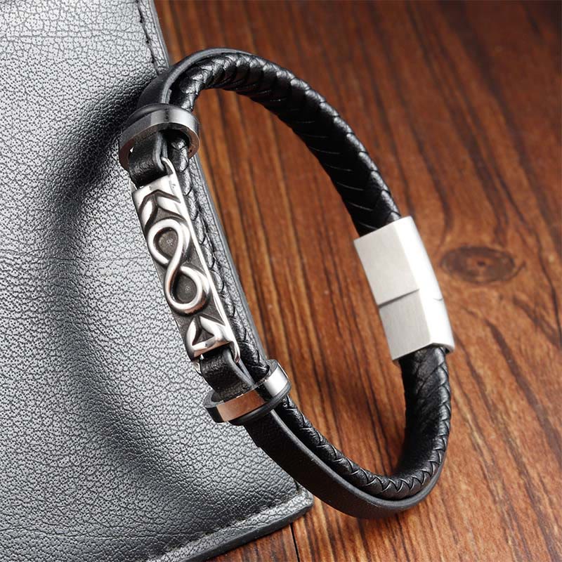 Wear FengShui Titanium Steel Balance Multi-Layered Leather Figure-Eight Bracelet