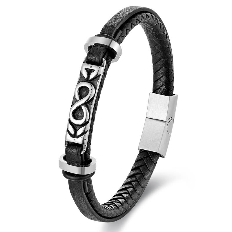 Wear FengShui Titanium Steel Balance Multi-Layered Leather Figure-Eight Bracelet