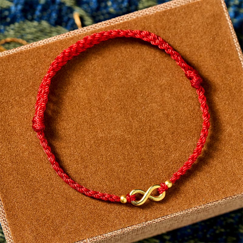 Wear FengShui Infinity Charm Brass Red String Adjustable Protection Bracelet