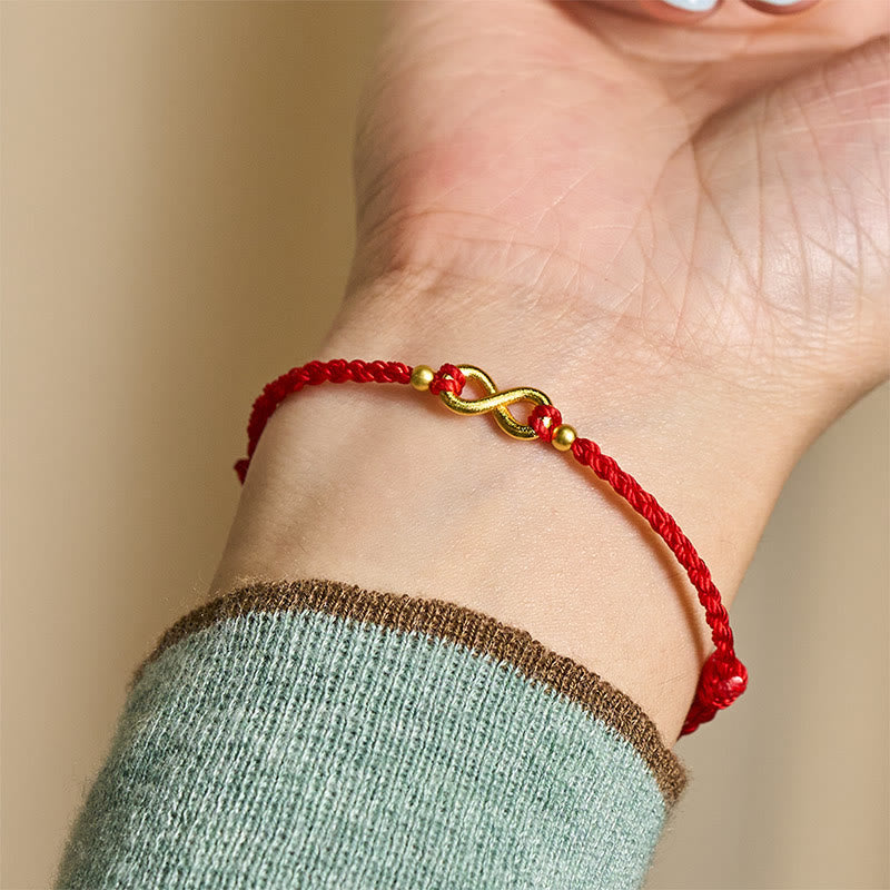 Wear FengShui Infinity Charm Brass Red String Adjustable Protection Bracelet