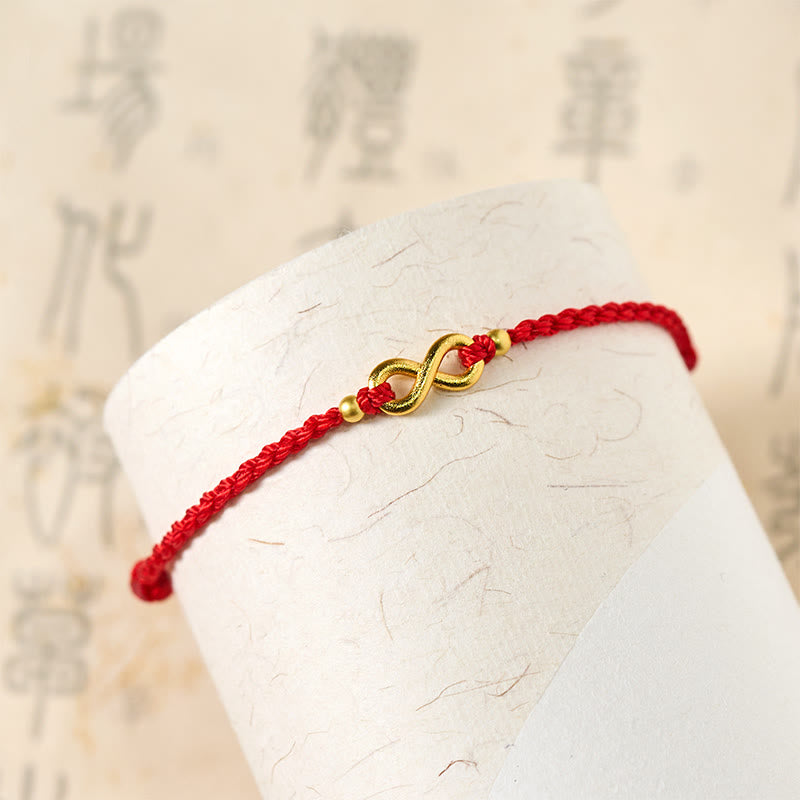 Wear FengShui Infinity Charm Brass Red String Adjustable Protection Bracelet