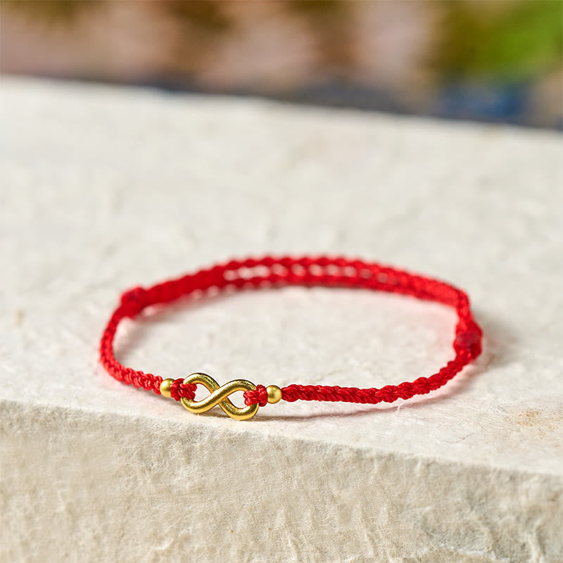 Wear FengShui Infinity Charm Brass Red String Adjustable Protection Bracelet