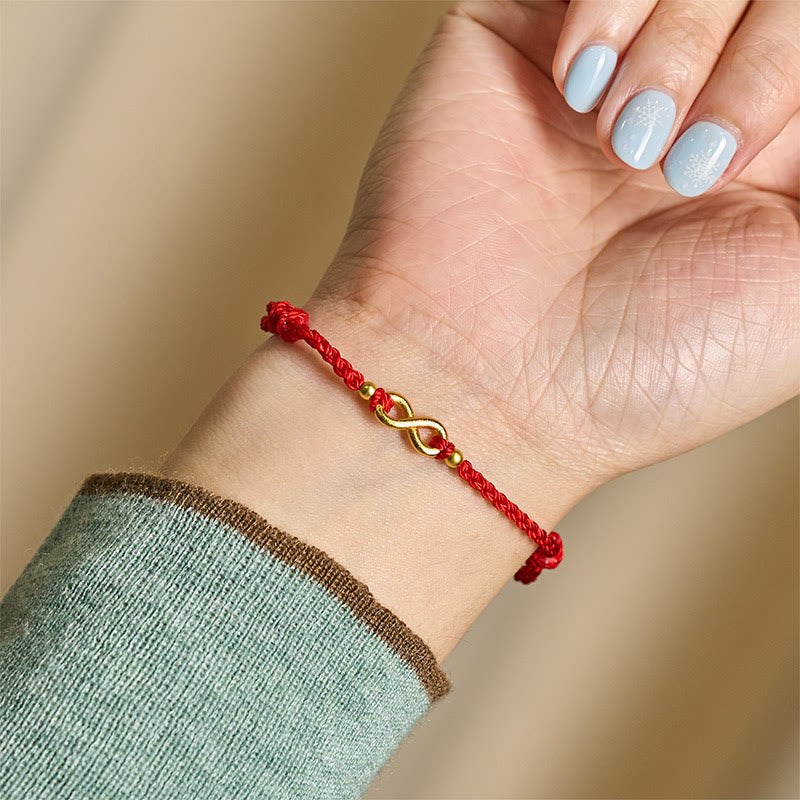 Wear FengShui Infinity Charm Brass Red String Adjustable Protection Bracelet