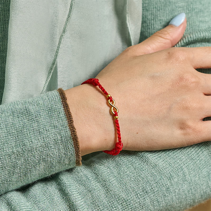 Wear FengShui Infinity Charm Brass Red String Adjustable Protection Bracelet