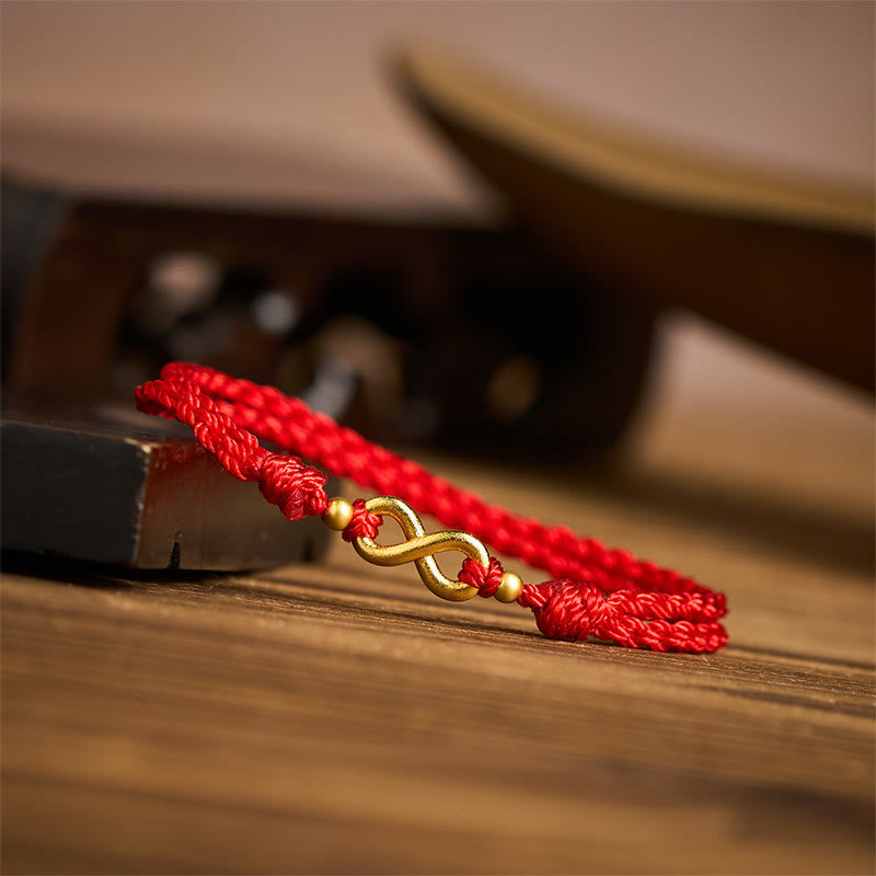 Wear FengShui Infinity Charm Brass Red String Adjustable Protection Bracelet