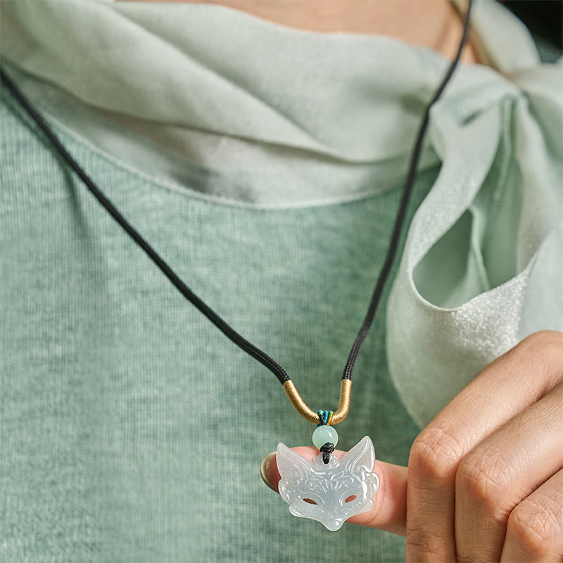 Wear FengShui Fox Mask Prosperity Luck Rope Necklace Pendant
