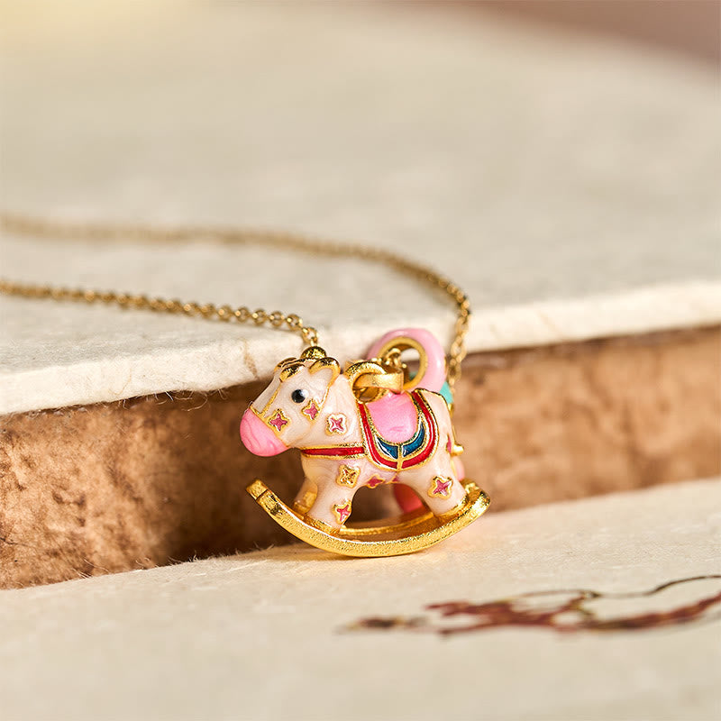 Wear FengShui Colorful Year Of The Horse 24k Gold Plated Copper Necklace Pendant