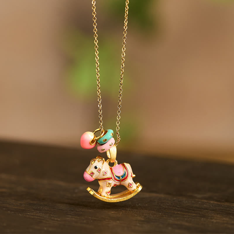 Wear FengShui Colorful Year Of The Horse 24k Gold Plated Copper Necklace Pendant