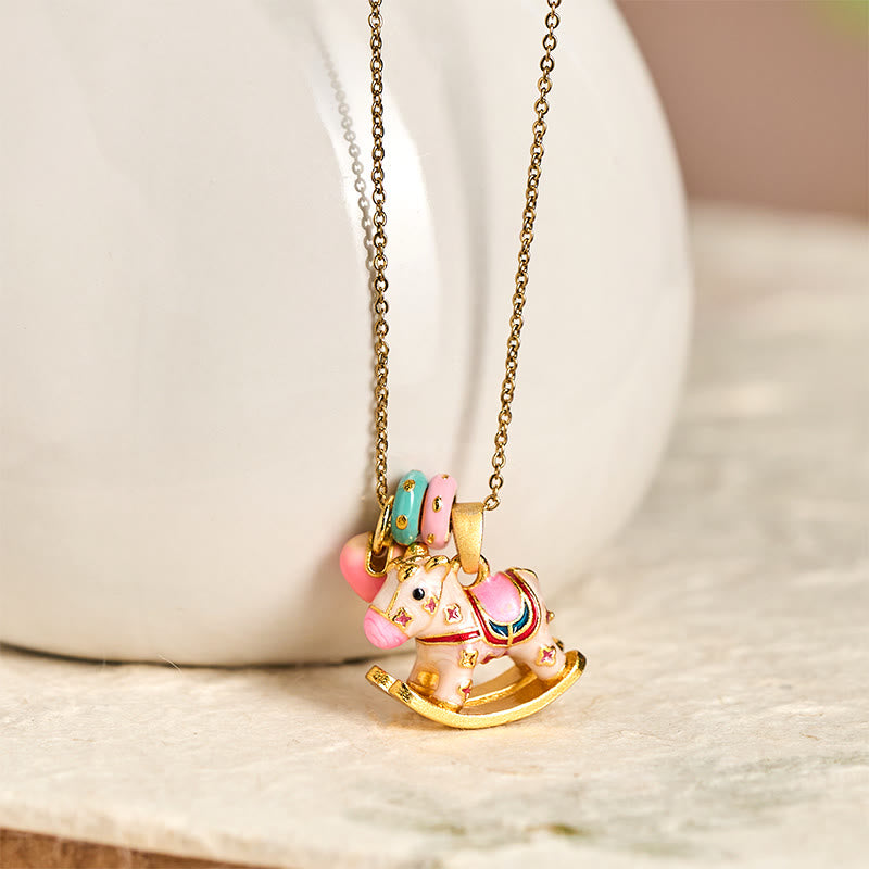 Wear FengShui Colorful Year Of The Horse 24k Gold Plated Copper Necklace Pendant