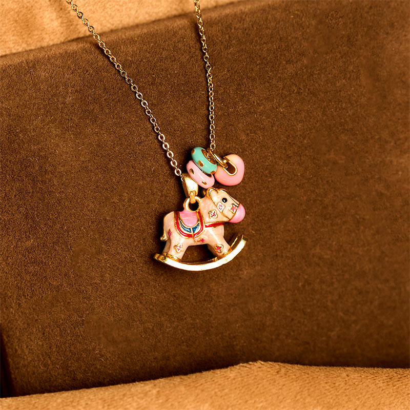 Wear FengShui Colorful Year Of The Horse 24k Gold Plated Copper Necklace Pendant